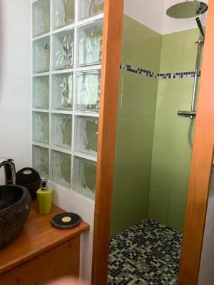 a bathroom with a shower and a sink at Chalet Mollaz - Mollaz 2 MAE-8074 in Saint-Gervais-les-Bains