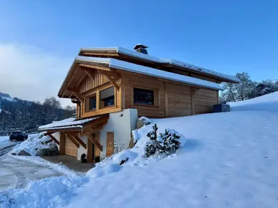 a bathroom with a sink and a mirror at Chalet du Feug in Combloux