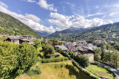 a view of a town in the mountains at Les Terrasses de Bel Alp in Saint-Gervais-les-Bains