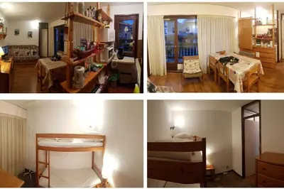 four different pictures of a living room and a bedroom at Montagne aux Contamines Montjoie Appartement 6-7 personnes in Les Contamines-Montjoie