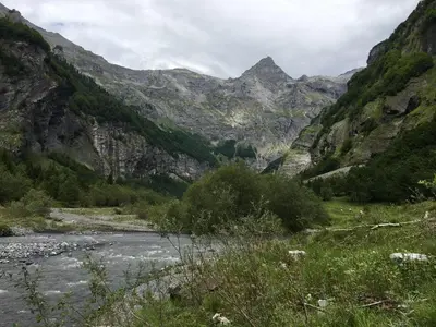 a view of a river in a mountain valley at Lucada Les Carroz in Les Carroz d'Araches