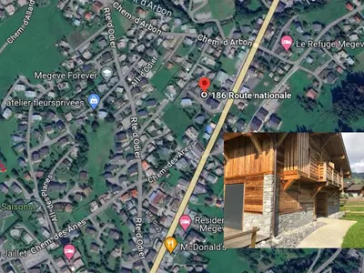 a map of the site of a proposed house at Appartement lumineux de 100 m² avec balcon, proche centre Megève, 4 adultes et 2 enfants - FR-1-569-87 in Megève