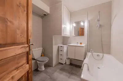 a bathroom with a toilet and a sink at Chamonix Sud - Bâtiment C 121 - Happy Rentals in Chamonix-Mont-Blanc