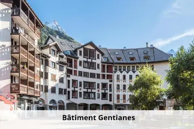 a group of buildings with the words retirement gerontinas at L'Aiguille - maeva Home - Appartement 2 pièces 4 personnes Exclusive MAE-1386 in Chamonix-Mont-Blanc