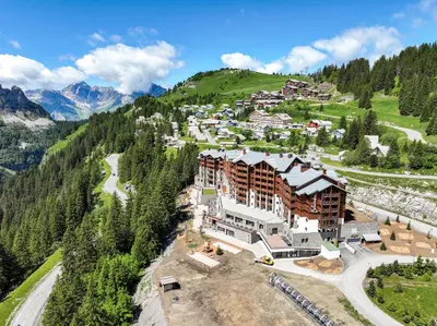 an aerial view of a resort on a mountain at Belambra Clubs Flaine Panorama in Flaine