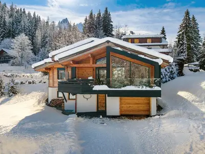 a log cabin with snow on the roof at Chalet Silver Forest in Chamonix-Mont-Blanc
