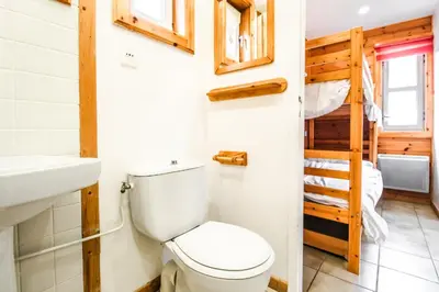 a bathroom with a toilet and a sink at Charming 4-bed Chalet, Mountain Views, Double Garage in Flaine
