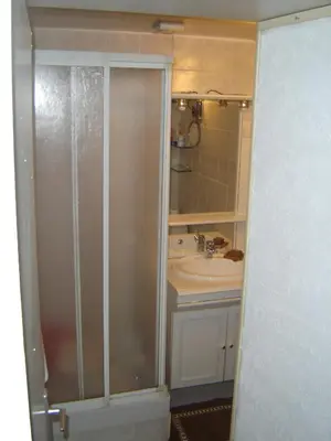 a bathroom with a shower and a sink at Appartment Aiguille Du Midi in Chamonix-Mont-Blanc