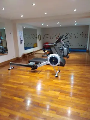 a gym with two exercise bikes in a room at Duplex résidence spa Mont-Blanc in Vallorcine