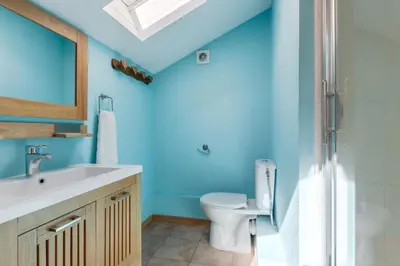a bathroom with a toilet and a sink at Chalet Eveland - Proche du centre-ville - Calme in Les Houches