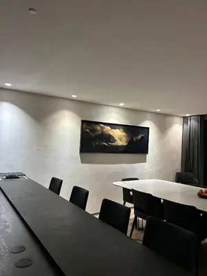 a meeting room with a large table and chairs at Chalet Esquinade 4 bedrooms appartment Megève in Megève