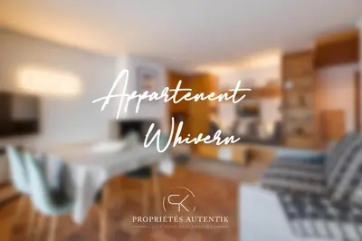 a sign for an apartment window in a living room at Flat - Le Whivern A stone's throw from the village centre in Megève