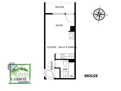a floor plan of a small house at MOU2E Studio 4 Pers centre des Carroz in Les Carroz d'Araches
