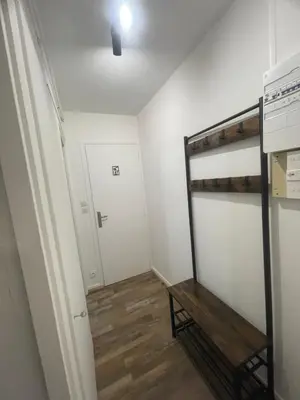a room with a bunk bed and a hallway at Résidence La Ruche-Appartement ISOARD (T2) in Les Carroz d'Araches