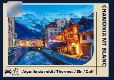 a picture of a river in a city with mountains at Le refuge 'Les 4 têtes' - balcon - vue montagne - proche centre & gare in Sallanches