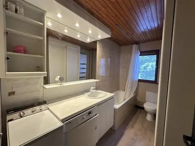 a bathroom with a sink and a toilet at Duplex de 100m² pour 9 personnes au centre proche remontées mécaniques - FR-1-572-290 in Arâches-la-Frasse