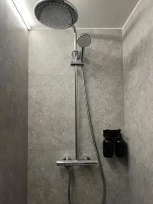 a shower with a shower head in a bathroom at Chalet L'AS DE CARROZ in Arâches-la-Frasse