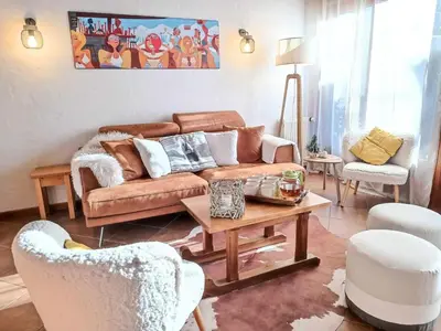 a living room with a couch and two chairs at Résidence La Planchette - L'Alpin - 4 pièces dans un chalet individuel MAE-7861 in Saint-Gervais-les-Bains