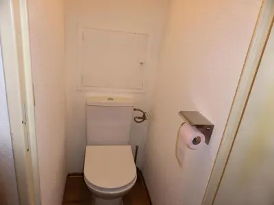 a small bathroom with a toilet and a roll of toilet paper at Résidence Combettes - Combettes D300 MAE-4071 in Les Contamines-Montjoie