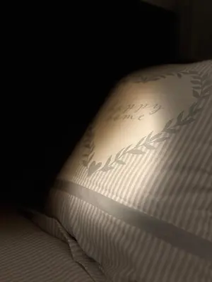 a close up of a white pillow on a bed at Ski ou Thermes? Un appt cabine avec vue magnifique in Saint-Gervais-les-Bains