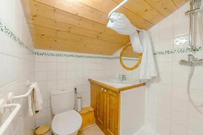 a bathroom with a toilet and a sink at 3 chambres - Plan des Reines - 356 - Happy Rentals in Chamonix-Mont-Blanc