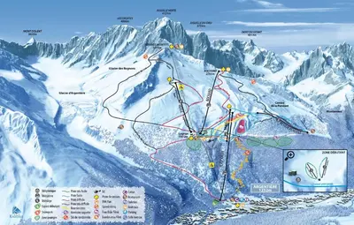 a map of a snow covered mountain at Andro in Chamonix-Mont-Blanc