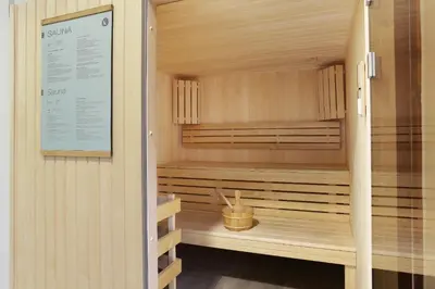 a sauna in a restaurant with a sign in it at Résidence Odalys Le Panoramic in Flaine