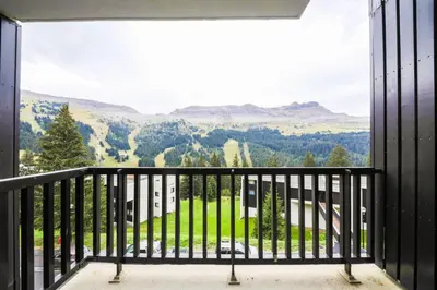 a balcony with a view of the mountains at Résidence Andromède - maeva Home - Studio 4 personnes Confort MAE-3516 in Flaine