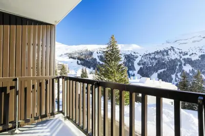 a balcony with a view of a snowy mountain at Résidence Andromède - maeva Home - Studio 4 Personnes - Confort MAE-3651 in Flaine