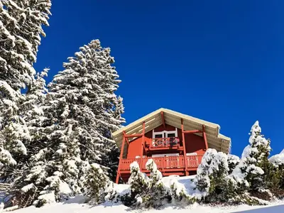 a cabin in the snow with snow covered trees at Les Chalets de Flaine Hameau - maeva Home - Chalet 3 Pièces 8 Personnes - Confort MAE-3654 in Flaine