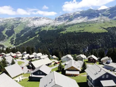 an aerial view of a village in the mountains at Les Chalets de Flaine Hameau - maeva Home - Chalet 3 Pièces 8 Personnes - Confort MAE-3654 in Flaine