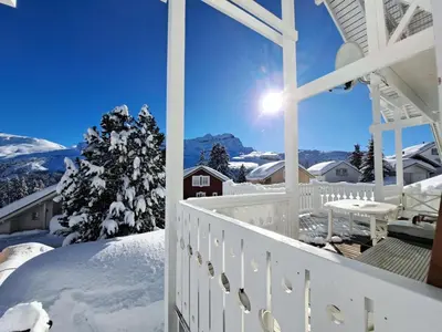 a view from the balcony of a house in the snow at Les Chalets de Flaine Hameau - maeva Home - Chalet 5 Pièces 8 Personnes - Prestige MAE-3655 in Flaine