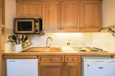 a kitchen with a sink and a microwave at Résidence Arche - maeva Home - Studio 4 Personnes - Confort MAE-3697 in Arâches-la-Frasse