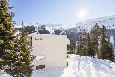 a building with the cisco sign on it in the snow at Résidence Castor - maeva Home - Appartement 2 Pièces 6 Personnes - Confort MAE-3850 in Arâches-la-Frasse