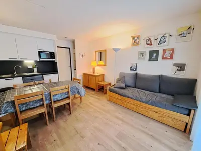 a living room with a couch and a table at Résidence Castor - maeva Home - Appartement 2 Pièces 6 Personnes - Confort MAE-3850 in Arâches-la-Frasse