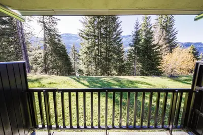 a screened in porch with a view of a field at Résidence Pollux - maeva Home - Studio 4 personnes - Budget MAE-4213 in Arâches-la-Frasse