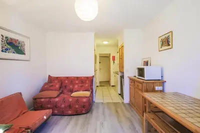 a living room with a couch and a tv at Résidence Pollux - maeva Home - Studio 4 personnes - Budget MAE-4213 in Arâches-la-Frasse