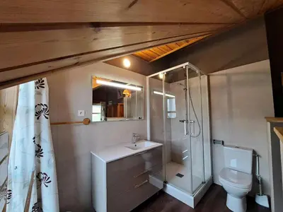 a bathroom with a shower and a sink and a toilet at Les Chalets de Flaine Hameau - maeva Home - Chalet 5 Pièces 8 Personnes - Sélection MAE-2135 in Flaine