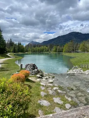 a river with mountains in the background at Studio Samoëns 1600 station de ski in Samoëns