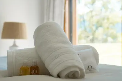a roll of toilet paper sitting on top of a bed at SUNNY MEGEVE - Luxury Flat with services in Megève