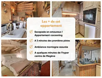 a collage of four pictures of a kitchen at Appartement de standing Mont d'Arbois in Megève