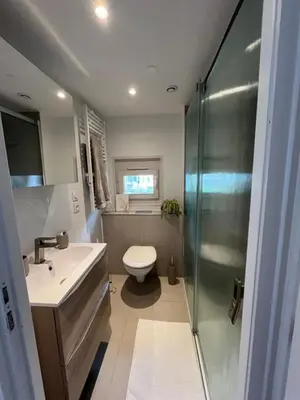 a bathroom with a toilet and a sink and a shower at Residence VARLOPE in Chamonix-Mont-Blanc