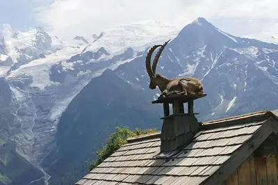 a statue of a dog on the roof of a building at MGM Charles Delys - 3 Rooms - Les Houches in Les Houches