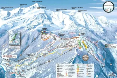 a map of a ski slope with snow covered mountains at MGM Charles Delys - 3 Rooms - Les Houches in Les Houches