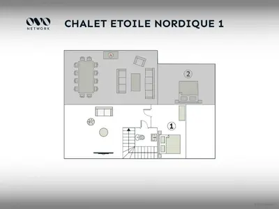 a drawing of a floor plan of a house at Chalet Etoile Nordique - OVO Network in Saint-Gervais-les-Bains