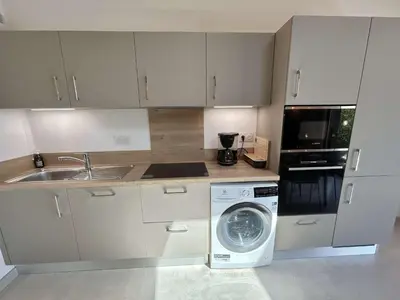 a kitchen with a washing machine and a dishwasher at Appartement 3 pièces, 4/6 couchages à Combloux avec parking - FR-1-597-178 in Combloux