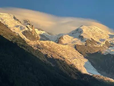 an aerial view of a snow covered mountain at Magnifique Studio Plein centre vue panoramique in Chamonix-Mont-Blanc