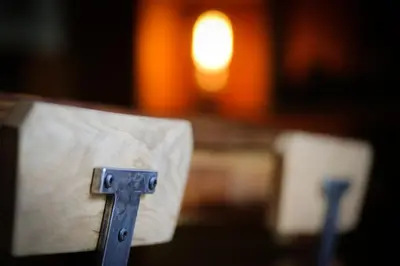a close up of a religious object with a blue lectern at Marmotte Mountain Manor in Chamonix-Mont-Blanc