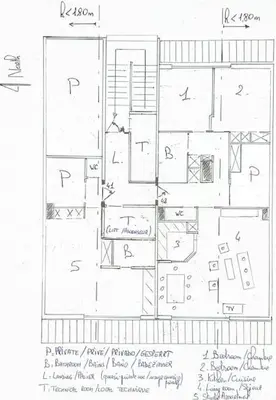 a drawing of a floor plan of a house at Les Appartements Diochon in Le Baplieu