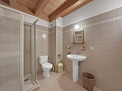 a bathroom with a toilet and a sink and a shower at SC316 - Duplex 8 Pers centre des Carroz in Les Carroz d'Araches